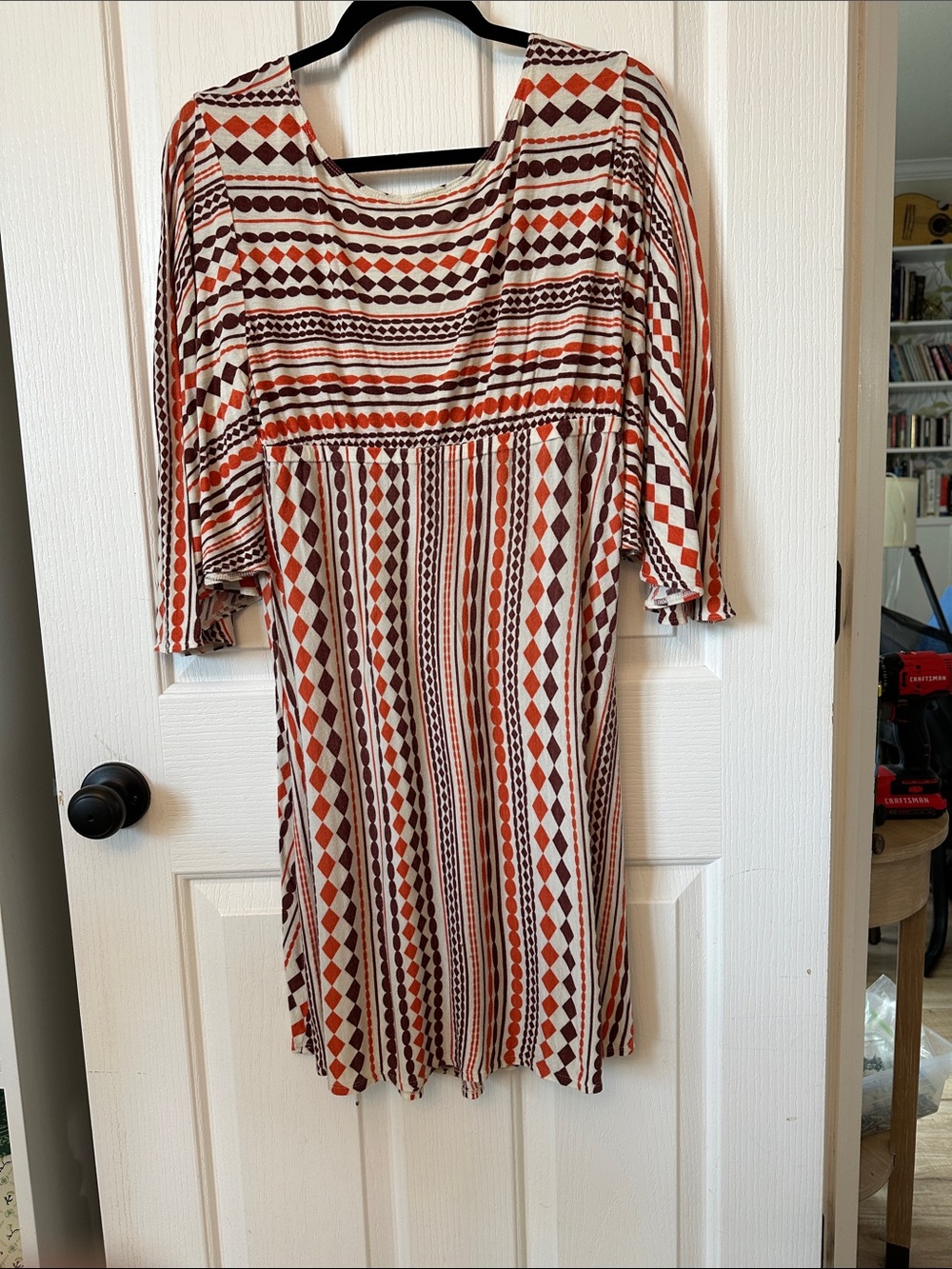 🧡 Geometric Stripe Swim Maxi Cover-Up in Orange and Brown 🧡 - Picture 3 of 10